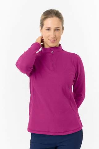 Pure Golf Ladies Iris Soft Fleece Golf Quarter Zip - Plum