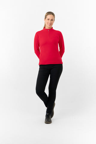 Pure Golf Ladies Iris Soft Fleece Golf Quarter Zip - Chilli Oil