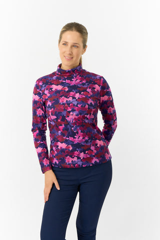 Pure Golf Ladies Amy Soft Golf Roll Neck- Autumn Aquarelle