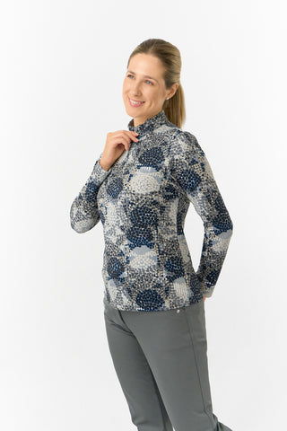 Pure Golf Ladies Arusha Long Sleeve Mid Layer Quarter Zip- Quiet Glade