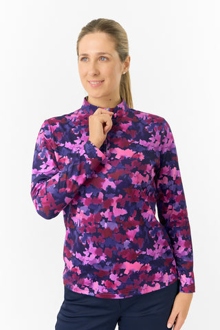 Pure Golf Ladies Arusha Long Sleeve Mid Layer Quarter Zip- Autumn Aquarelle