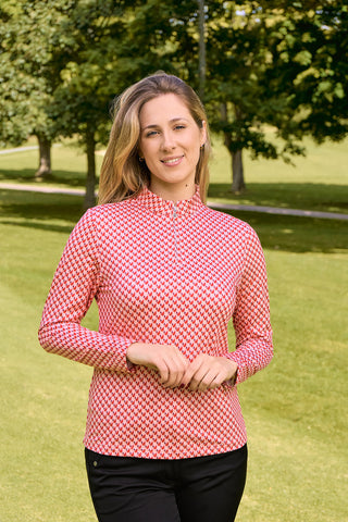Pure Golf Ladies Arusha Long Sleeve Mid Layer Quarter Zip- Woven Chantilly