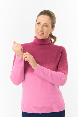 Pure Golf Simone Ombre Lined Ladies Golf Jumper -Plum