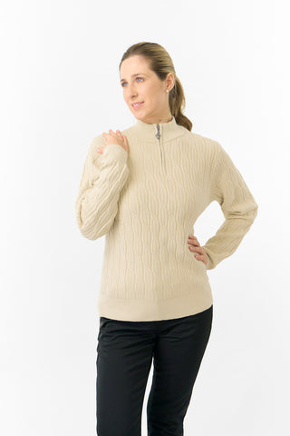Pure Golf Ladies Sorrell Lined Jumper (Margot Knit) - Limestone