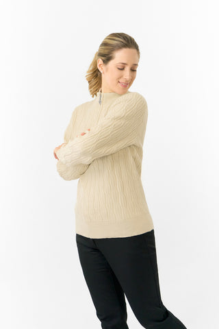 Pure Golf Ladies Sorrell Lined Jumper (Margot Knit) - Limestone