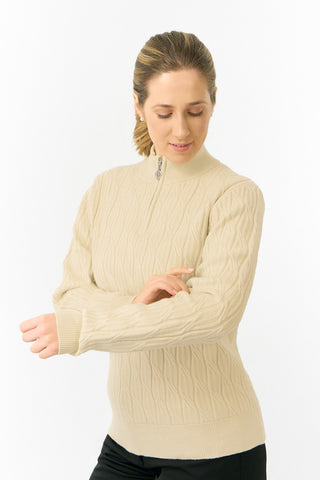 Pure Golf Ladies Sorrell Lined Jumper (Margot Knit) - Limestone