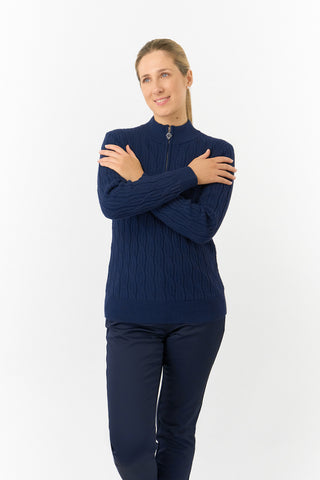 Pure Golf Ladies Sorrell Lined Jumper (Margot Knit) - Navy