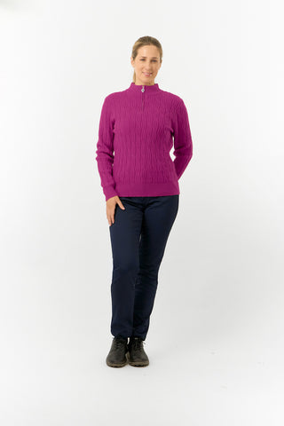 Pure Golf Ladies Sorrell Lined Jumper (Margot Knit) - Plum