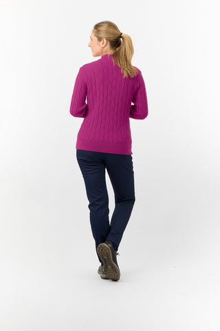 Pure Golf Ladies Sorrell Lined Jumper (Margot Knit) - Plum