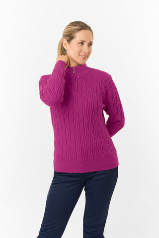 Pure Golf Ladies Sorrell Lined Jumper (Margot Knit) - Plum