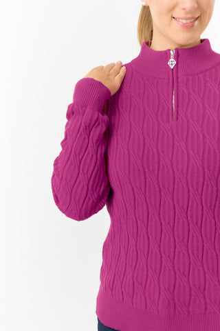 Pure Golf Ladies Sorrell Lined Jumper (Margot Knit) - Plum