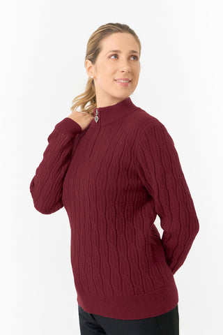 Pure Golf Ladies Sorrell Lined Jumper (Margot Knit) - Merlot