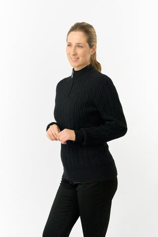 Pure Golf Ladies Sorrell Lined Jumper (Margot Knit) - Black