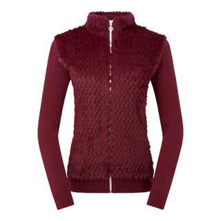 Pure Golf Ladies Ellisa Faux Fur Front Full Zip Cardigan - Merlot