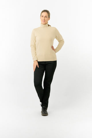 Pure Golf Ladies Sarah Fur Lined Roll Neck - Limestone