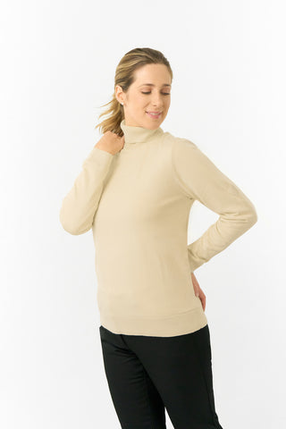 Pure Golf Ladies Sarah Fur Lined Roll Neck - Limestone