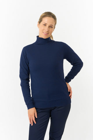 Pure Golf Ladies Sarah Fur Lined Roll Neck - Navy