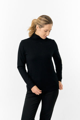 Pure Golf Ladies Sarah Fur Lined Roll Neck - Black