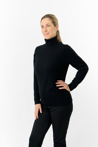 Pure Golf Ladies Sarah Fur Lined Roll Neck - Black