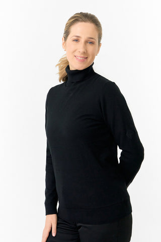 Pure Golf Ladies Sarah Fur Lined Roll Neck - Black