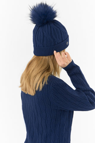 Pure Golf Ladies Suzie Waterproof Bobble Hat (Margot Knit) - Navy
