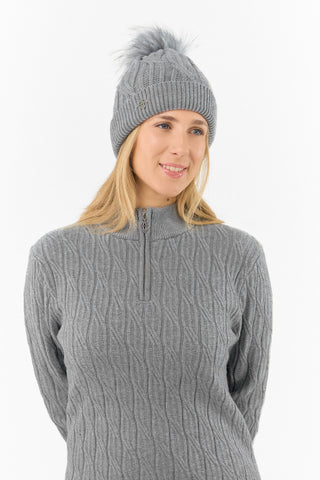 Pure Golf Ladies Waterproof Bobble Hat (Margot Knit) - Charcoal Grey