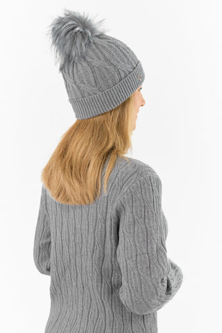 Pure Golf Ladies Waterproof Bobble Hat (Margot Knit) - Charcoal Grey