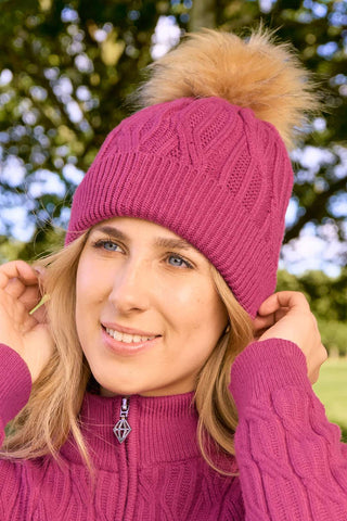 Greta Margot Knit Waterproof Bobble Hat - Plum