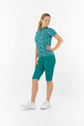 Pure Golf Amity Short Sleeve Polo Shirt - Teal Frondescence