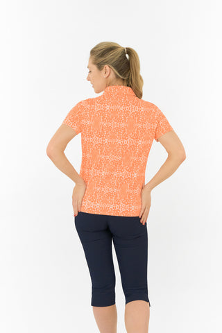 Pure Golf Amity Short Sleeve Polo Shirt - Cantaloupe Crescent
