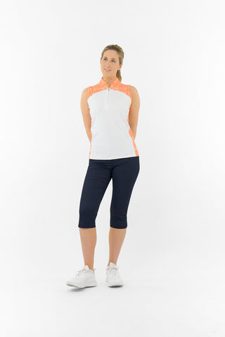 Freda Sleeveless Polo Golf Shirt - Cantaloupe Crescent