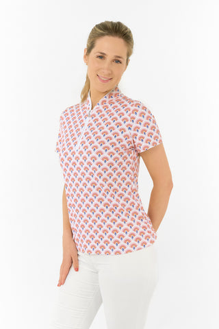 Pure Golf Ellen Short Sleeve Polo Golf Shirt - Mediterranean Sunset