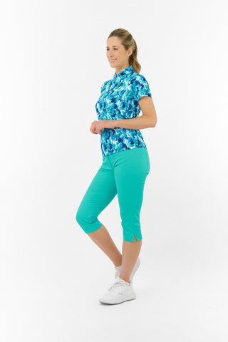 Pure Golf Ellen Short Sleeve Polo Golf Shirt - Water Lily