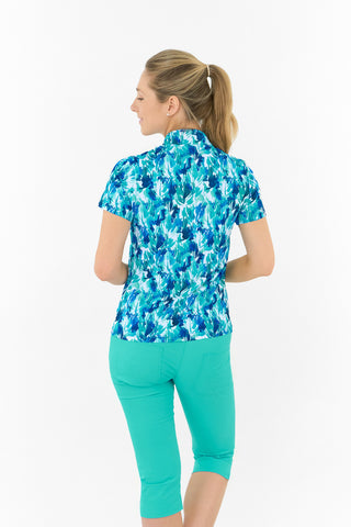 Pure Golf Ellen Short Sleeve Polo Golf Shirt - Water Lily