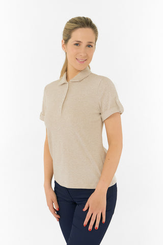 Imy Buttoned Short Sleeve Golf Polo Shirt - Sandstone