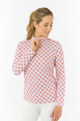 Serenity Long Sleeve Ladies Golf Zip Top - Mediterranean Sunset