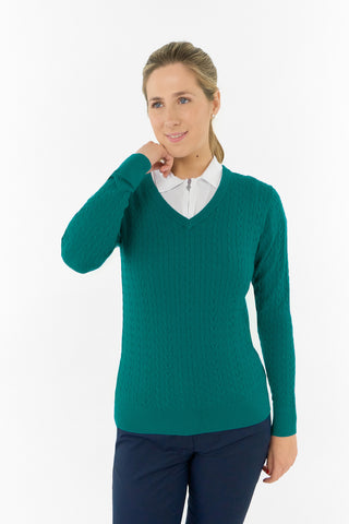 Suzie Summerweight Ladies Golf Jumper - Teal