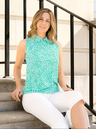 Pure Golf Amity Sleeveless Polo Shirt - Sweet Pea Awe