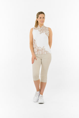 Pure Golf Aria Sleeveless Polo Golf Shirt - Whitecap Whisper