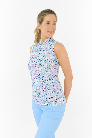Ellen Sleeveless Ladies Polo Golf Shirt - Mirrored Moonstone
