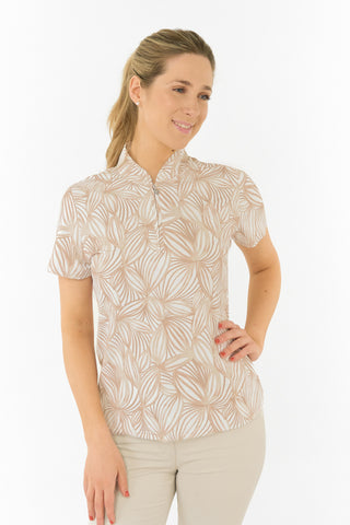 Pure Golf Ellen Short Sleeve Polo Golf Shirt - Whitecap Whisper