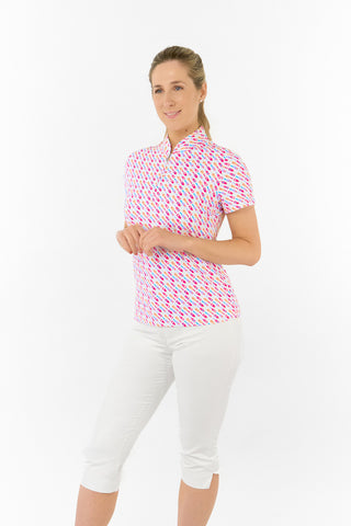 Ellen Short Sleeve Polo Golf Shirt - Fairway Fizz