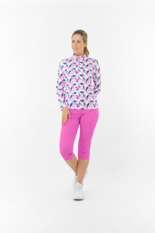 Serenity Long Sleeve Ladies Golf Zip Top - Portrait of Paradise