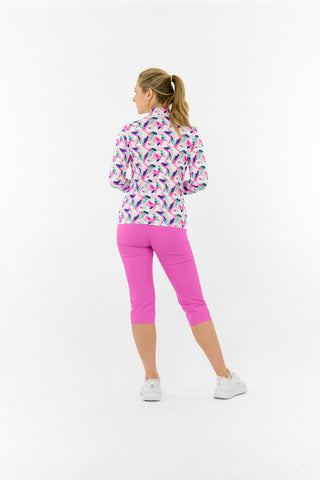 Serenity Long Sleeve Ladies Golf Zip Top - Portrait of Paradise