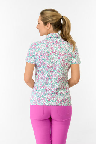 Amity Short Sleeve Polo Shirt - Fuchsia Mimosa