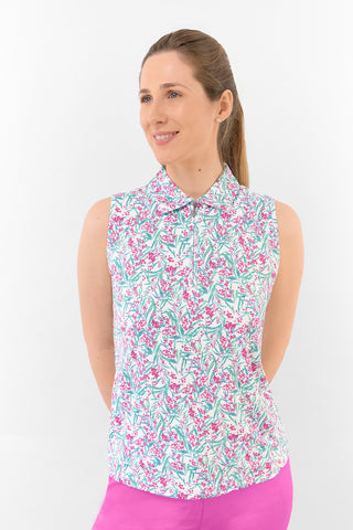 Amity Sleeveless Polo Shirt - Fuchsia Mimosa