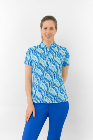 Liberty Buttoned Short Sleeve Polo Shirt - Marine Mosaic