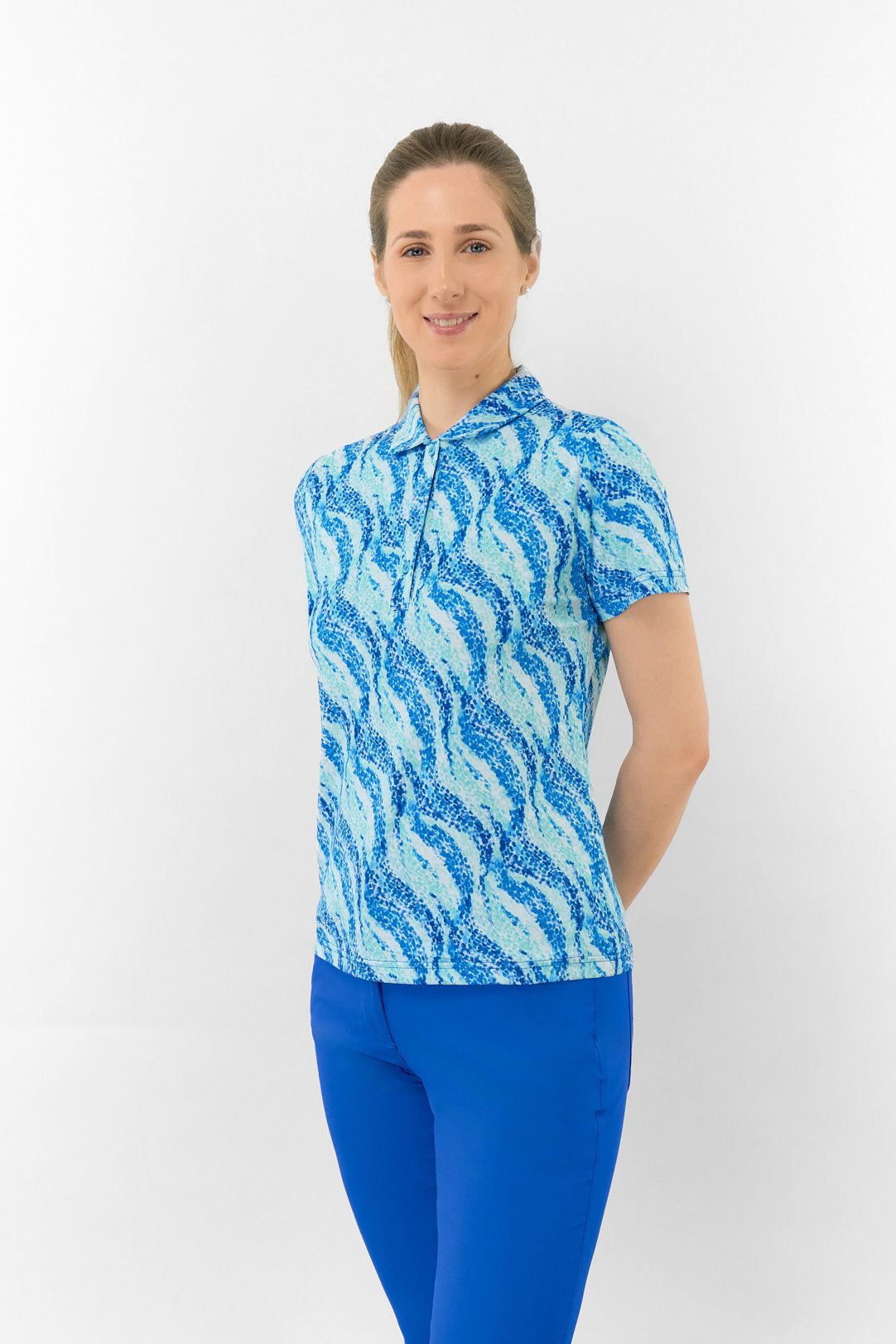 Liberty Buttoned Short Sleeve Polo Shirt - Marine Mosaic