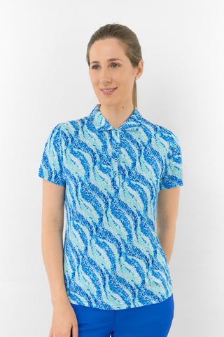 Liberty Buttoned Short Sleeve Polo Shirt - Marine Mosaic
