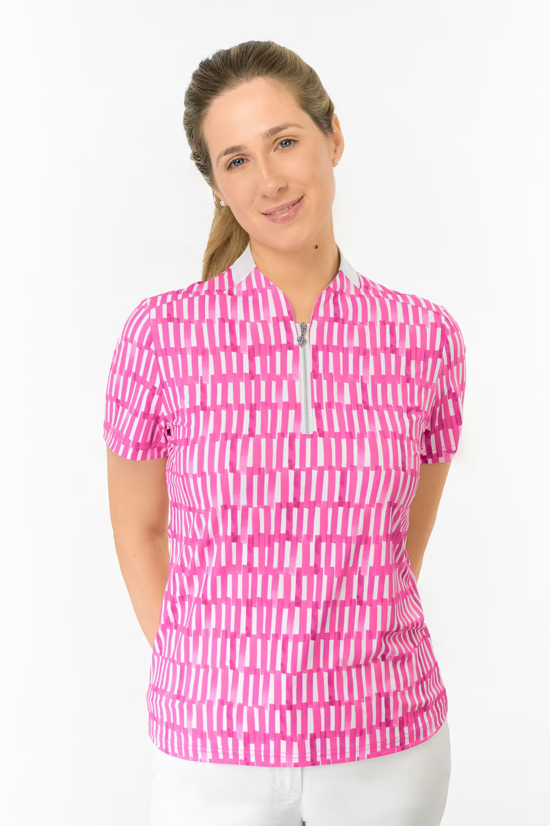 Felicity Short Sleeve Polo Golf Shirt - Floral Notes